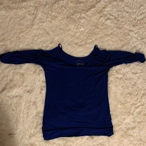 INC Royal Blue Cold Shoulder Top